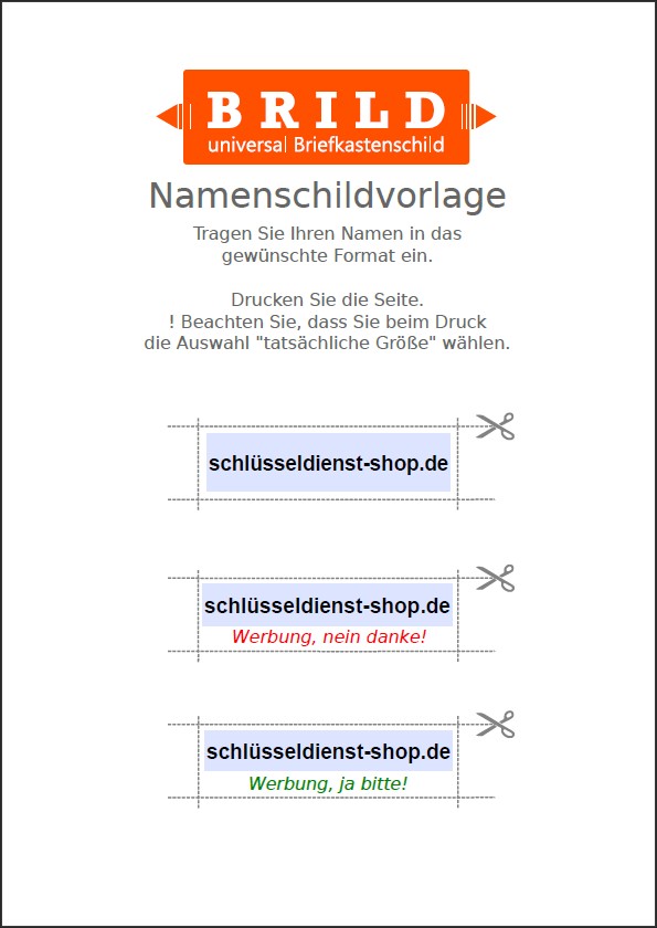 Namensschildvorlage