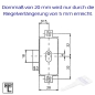 Preview: MLM Drehstangenschloss links 740 für 6 mm MLM Schlüssel, Dornmaß 20 mm