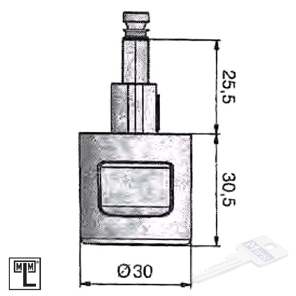 Zylinder Drehknopf links für 16-22 mm Holzstärke verschiedenschliessend